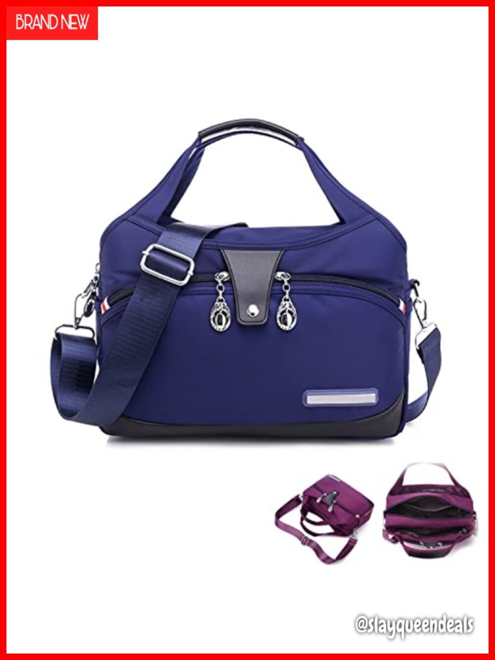 Waterproof Nylon Crossbody Bag Anti Theft Multi Pocket Shoulder Purse